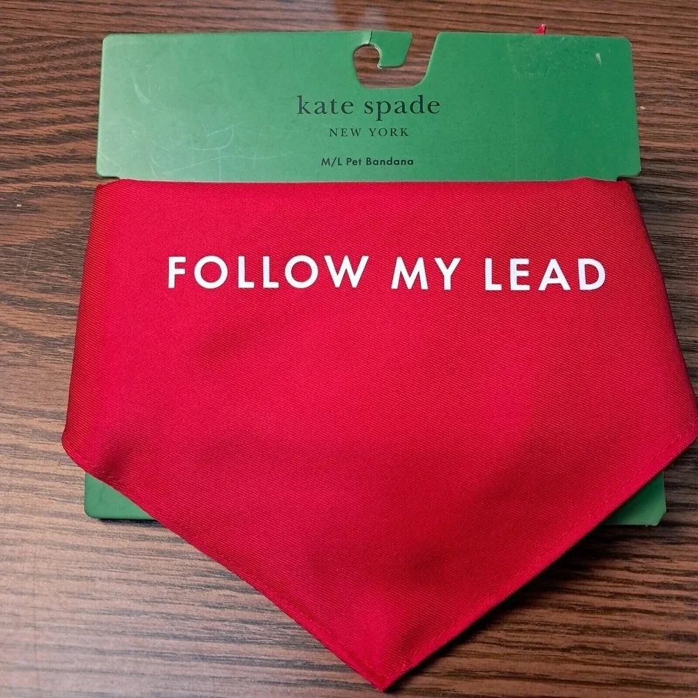 Kate‎ Spade Pet Bandana Woof Colorblock Follow My Lead Dog Scarf M/L Pink
